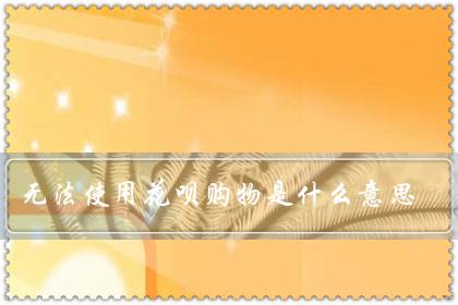 无法使用花呗购物是什么意思（无法使用花呗多久恢复）