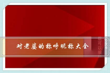 对老婆的称呼昵称大全（老婆备注名称大全集）